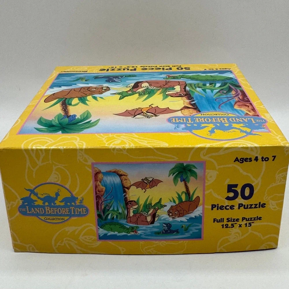 Pressman Land Before Time Puzzle Kids 12.5x15 Yellow 50 Piece Vintage Dinosaur